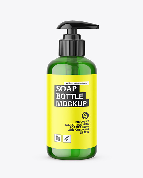 Green Plastic Soap Bottle Mockup