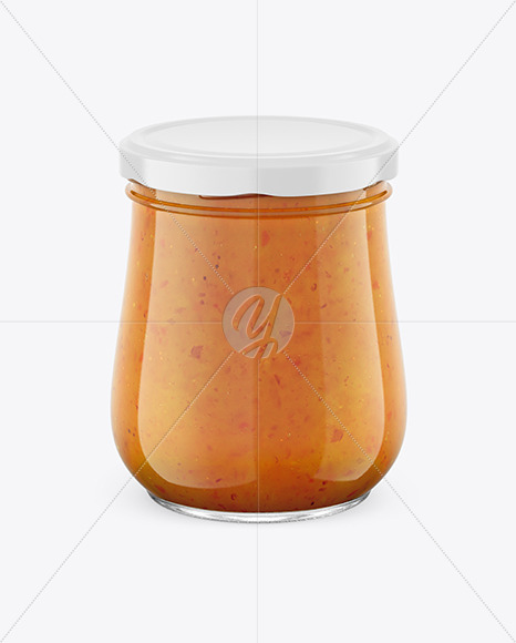 500ml Peach Jam Glass Jar Mockup - Front View (High Angle Shot) 500ml 115373