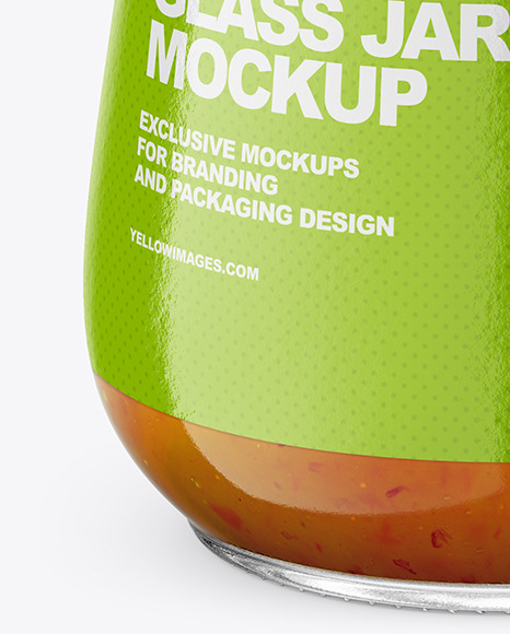 500ml Peach Jam Glass Jar Mockup - Front View (High Angle Shot) dessert 115376