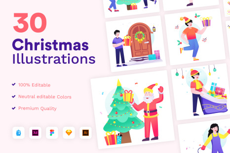 Christmas Illustrations – Flat Vectors