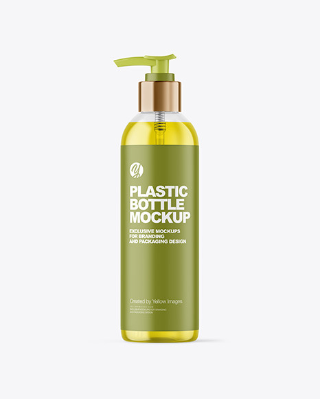 Color Liquid Cosmetic Bottle with Pump Mockup