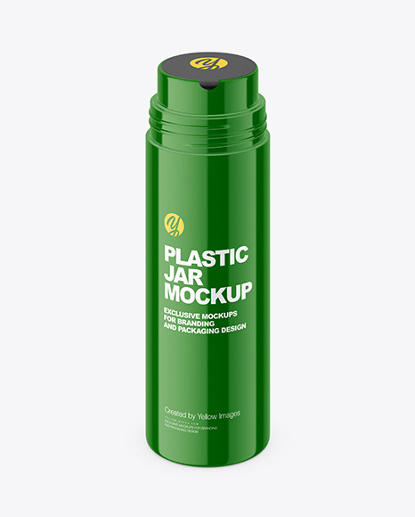 Glossy Plastic Powder Jar Mockup