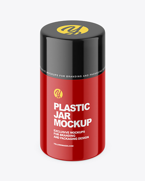 Glossy Plastic Powder Jar Mockup PSD #1