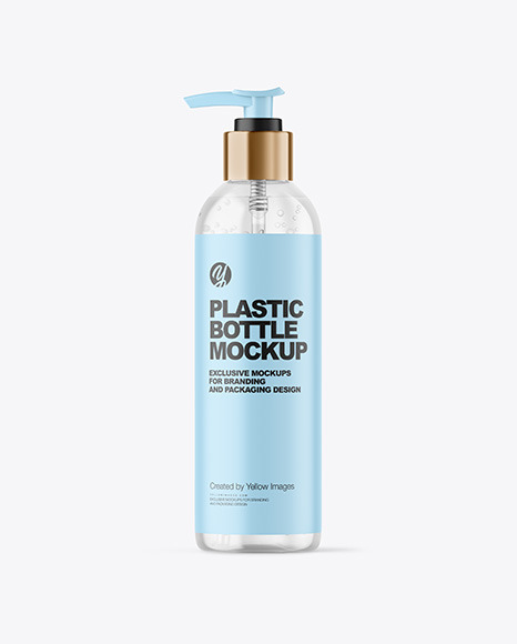 Clear Cosmetic Bottle with Pump Mockup