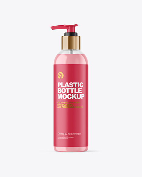Clear Liquid Soap Cosmetic Bottle with Pump Mockup