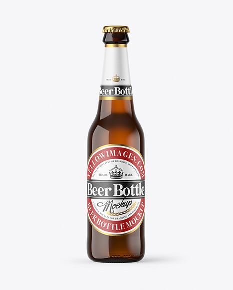 Amber Glass Beer Bottle Mockup