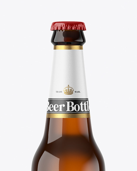 Amber Glass Beer Bottle Mockup
