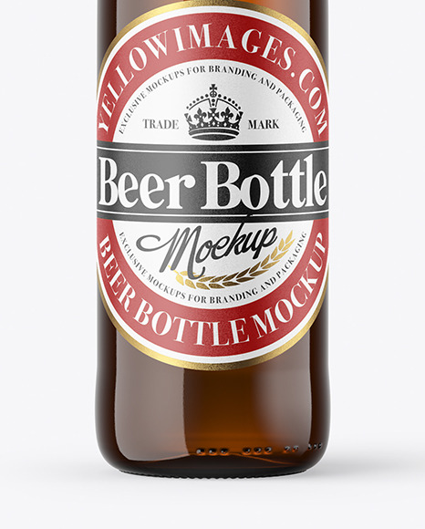 Amber Glass Beer Bottle Mockup