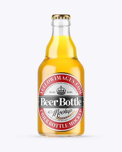 Clear Glass Lager Beer Bottle Mockup