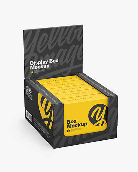 Display Box w/ 5 Boxes Mockup