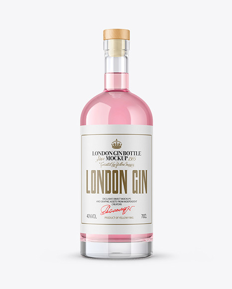 Clear Glass Gin Bottle Mockup