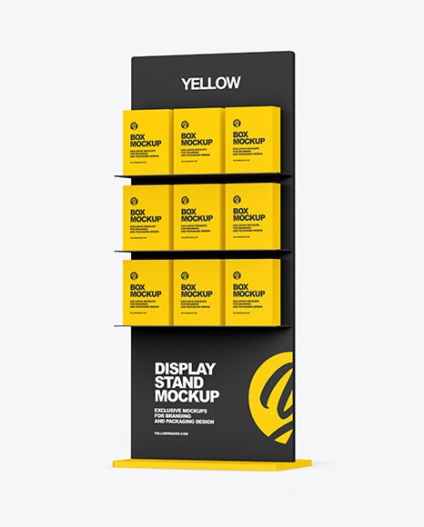 Display Stand With Boxes Mockup