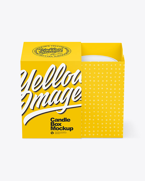 Opened Glossy Box w/ Candle Mockup