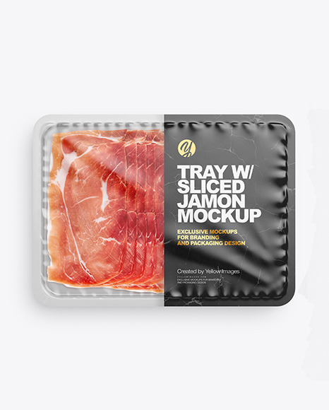 Plastic Tray With Matte Film &amp; Sliced Jamon Mockup