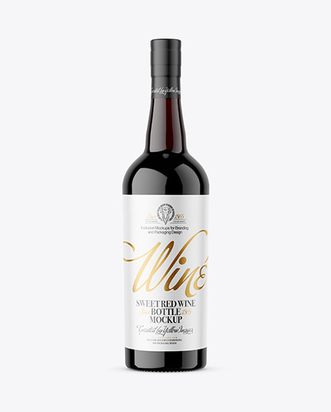 Clear Glass Red Wine Bottle Mockup