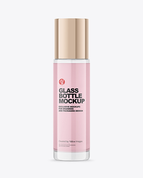Glass Cosmetic Bottle with Metallic Cap Mockup