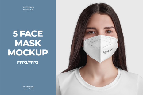 5 Mockups of Respirators (Masks) with FFP2 and FFP3 protection