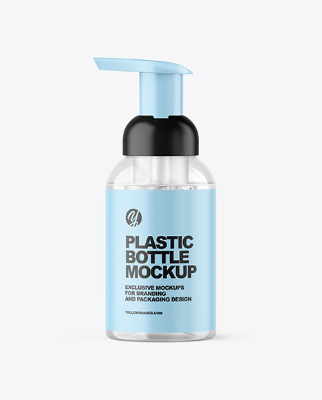 Clear Cosmetic Bottle with Pump Mockup
