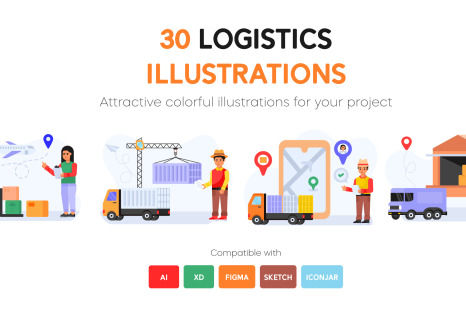 30 Logistics Vector Illustrations