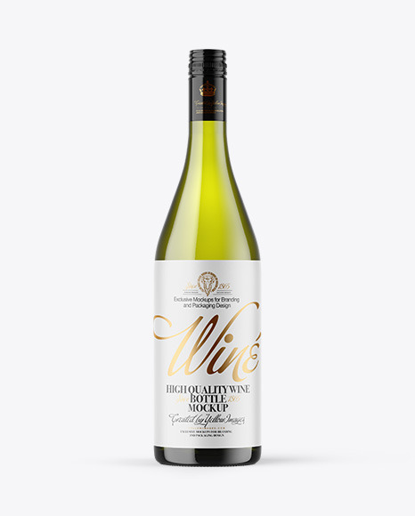Green Glass White Wine Bottle Mockup