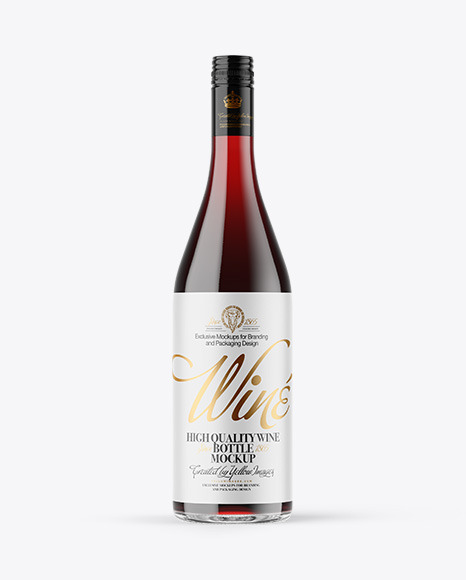 Clear Glass Red Wine Bottle Mockup