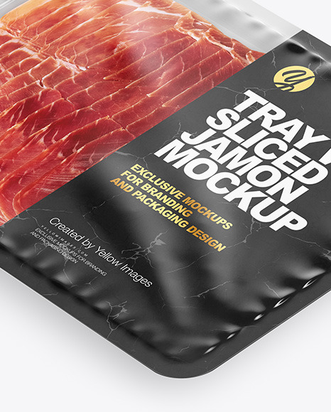 Plastic Tray With Matte Film & Sliced Jamon Mockup