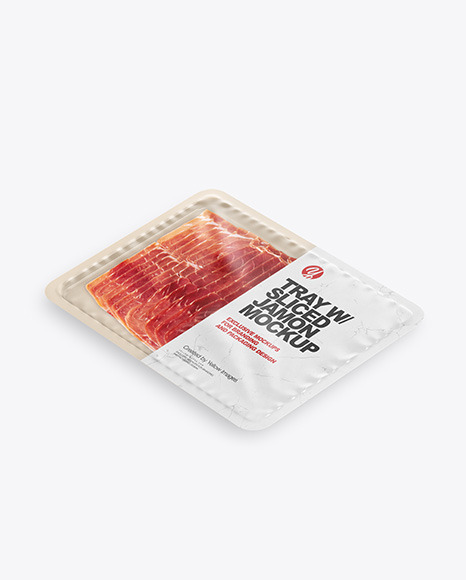 Plastic Tray With Matte Film & Sliced Jamon Mockup