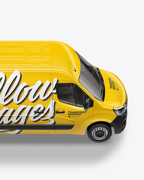 Panel Van Mockup  - Side View (High-Angle Shot)