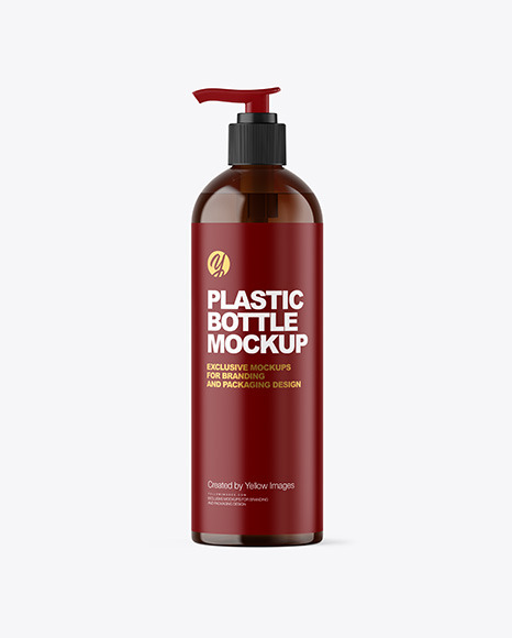 Amber Cosmetic Bottle with Pump Mockup 500 ml 162243