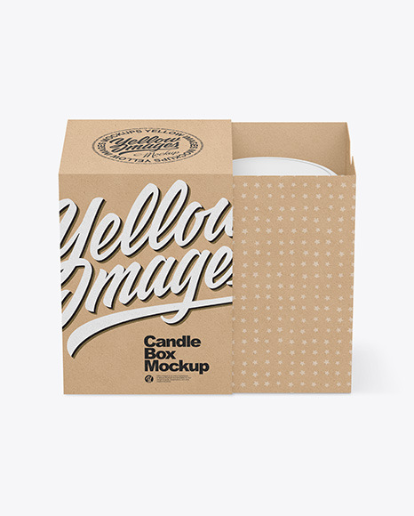 Opened Kraft Box w/ Candle Mockup