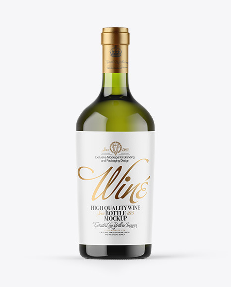 Green Glass White Wine Bottle Mockup