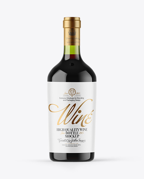 Green Glass Red Wine Bottle Mockup