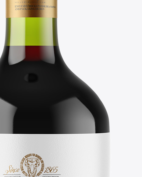 Green Glass Red Wine Bottle Mockup