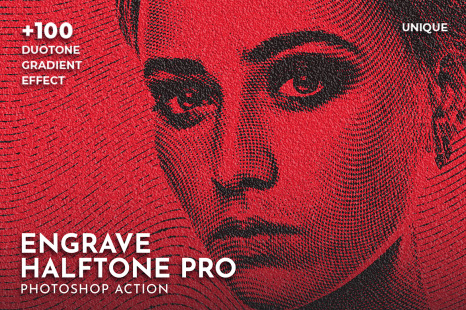 Engrave Halftone Pro Photoshop Action