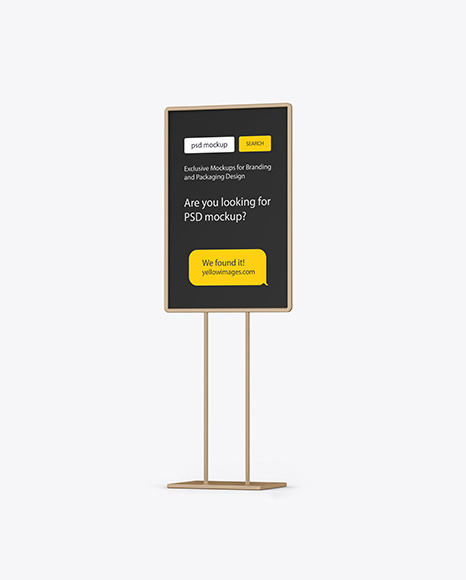 Metallic Stand Mockup on Yellow Images Object Mockups