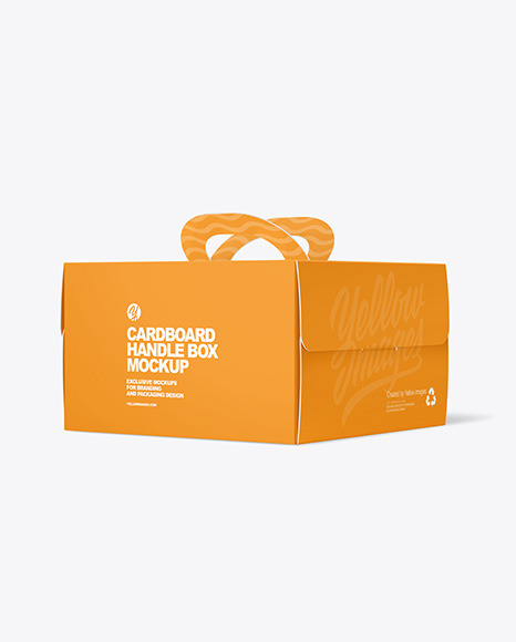 Cardboard Handle Box w/ Window Mockup cardboard 159792