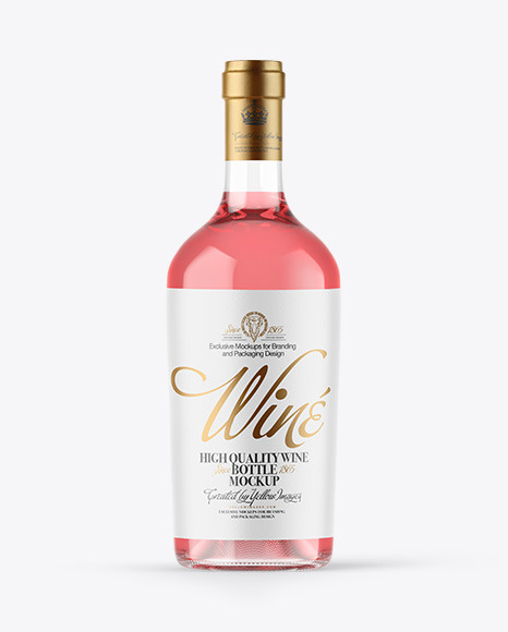 Clear Glass Pink Wine Bottle Mockup