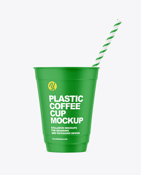 Matte Coffee Cup with Straw Mockup