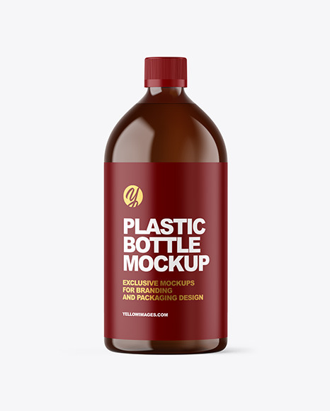 Amber Plastic Bottle Mockup