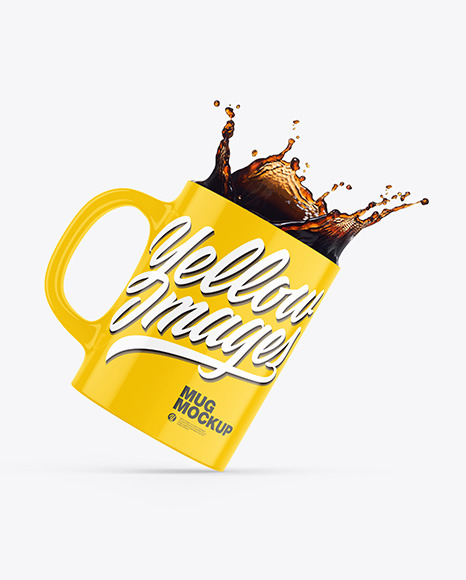 Glossy Mug w/ Coffee Splash Mockup