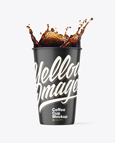 Matte Plastic Coffee Cup w/ Coffee Splash Mockup