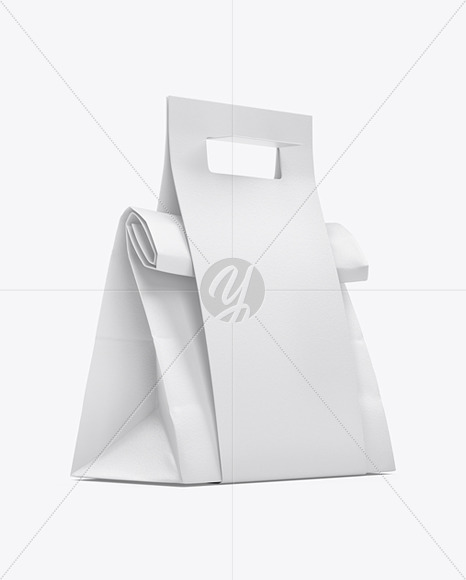Free Paper Bag in Carton Holder with Handle Mockup Bag & Sack Mockups