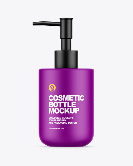 Matte Cosmetic Bottle with Pump Mockup