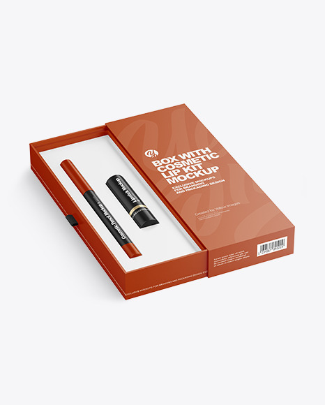 Box with Cosmetic Lip Kit Mockup