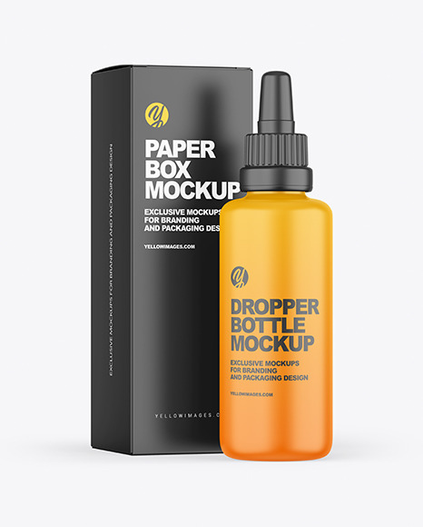 Matte Plastic Dropper Bottle & Box Mockup
