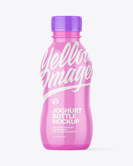 200ml Glossy Plastic Yoghurt Bottle Mockup