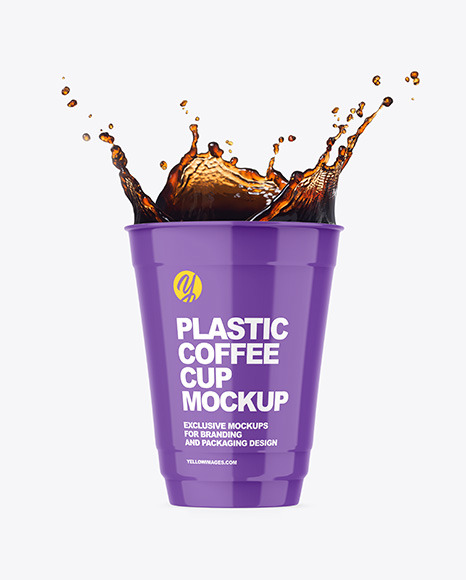 Glossy Cup w/ Coffee Splash Mockup