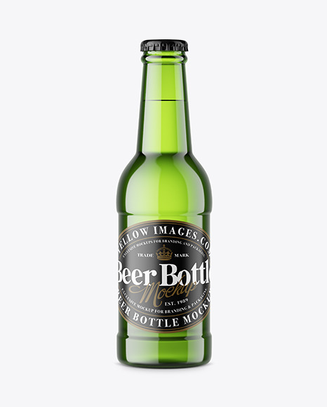 Green Beer Bottle Mockup
