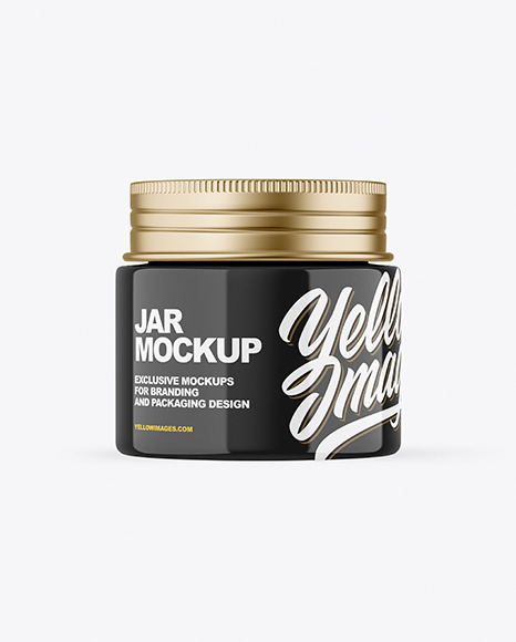 Glossy Jar With Metallic Cap Mockup