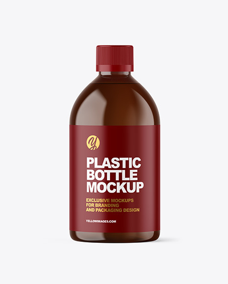 Amber Plastic Bottle Mockup
